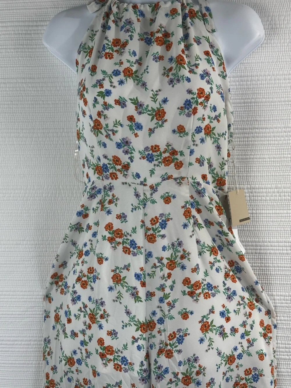 NWT Floral Halter Jumpsuit Cottagecore Boho Wide Leg Romper Active USA Small - Picture 2 of 11